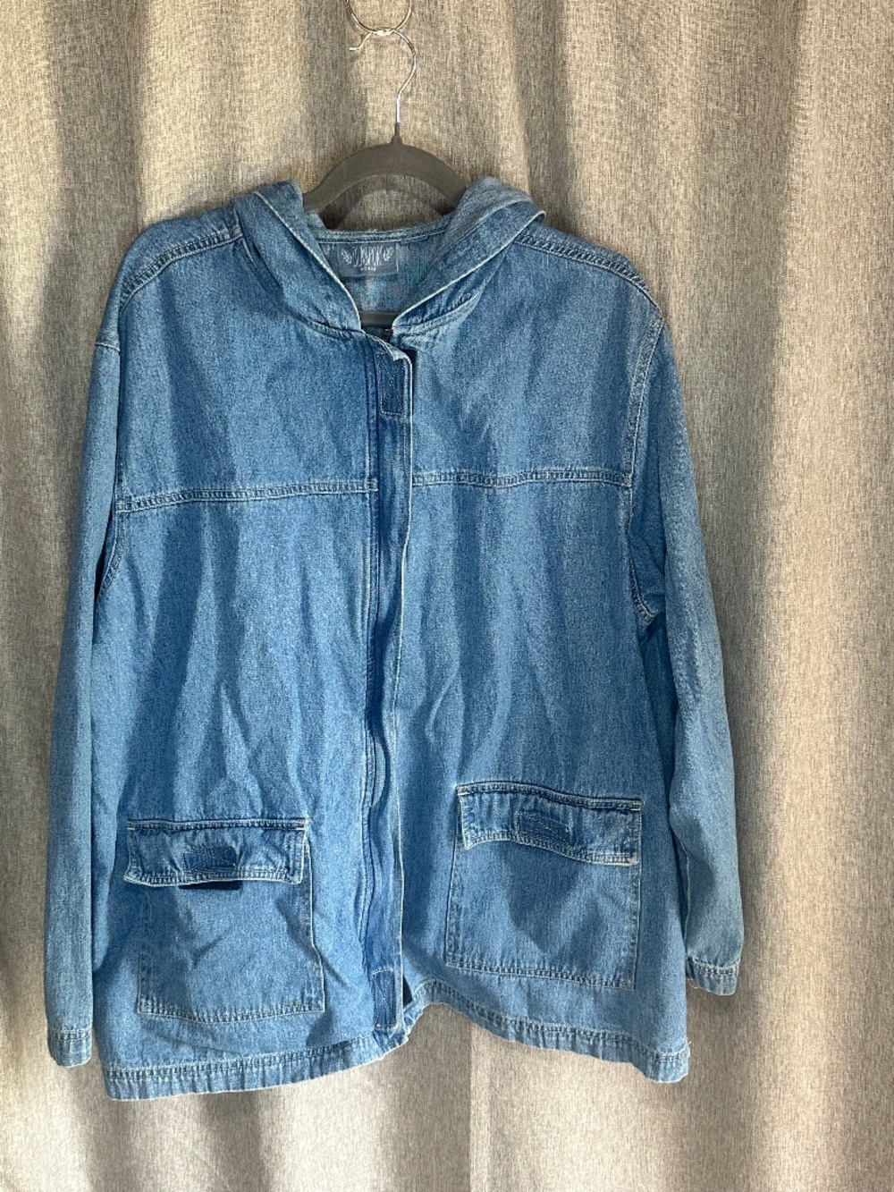 Vintage Blassport Hooded Denim Jacket Full Zip Chore Coat Blue OS 1X XL